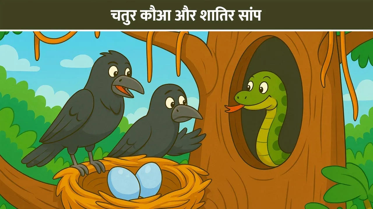 chatur-kauwa-aur-shatir-saap-prerak-panchatantra-kahani