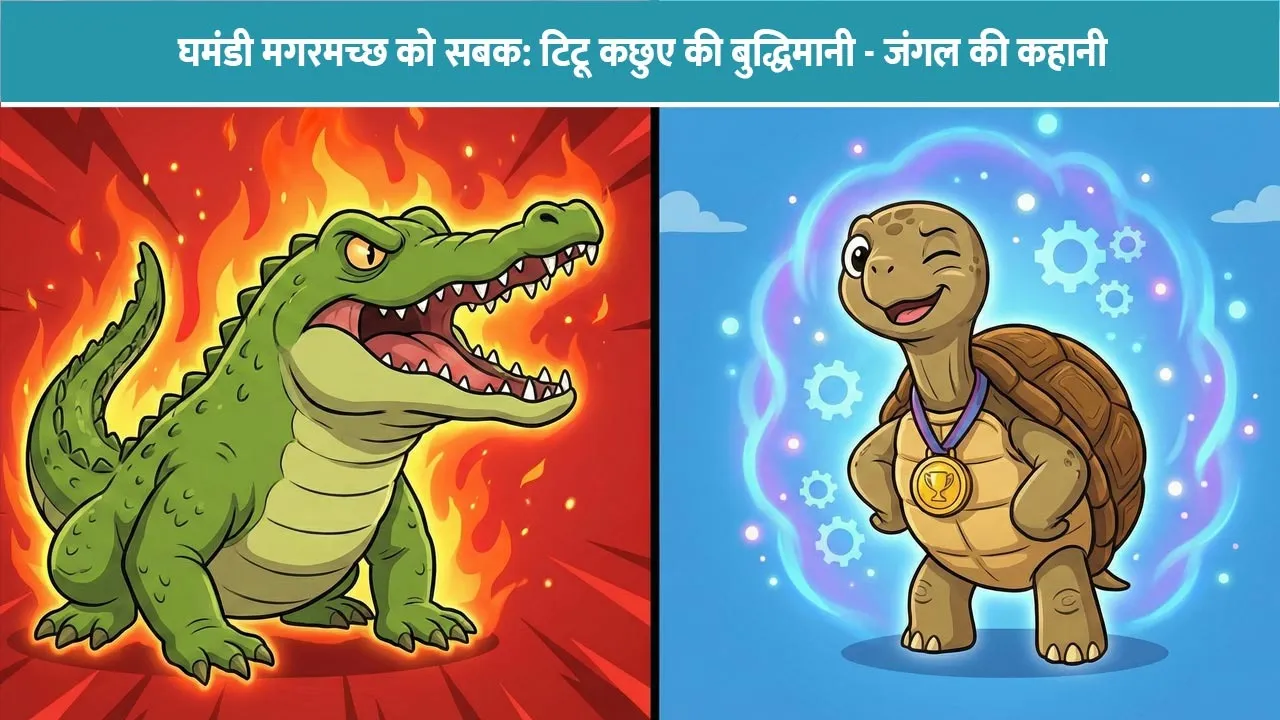 ghamandi-magarmach-aur-kachua-jungle-story-hindi-1