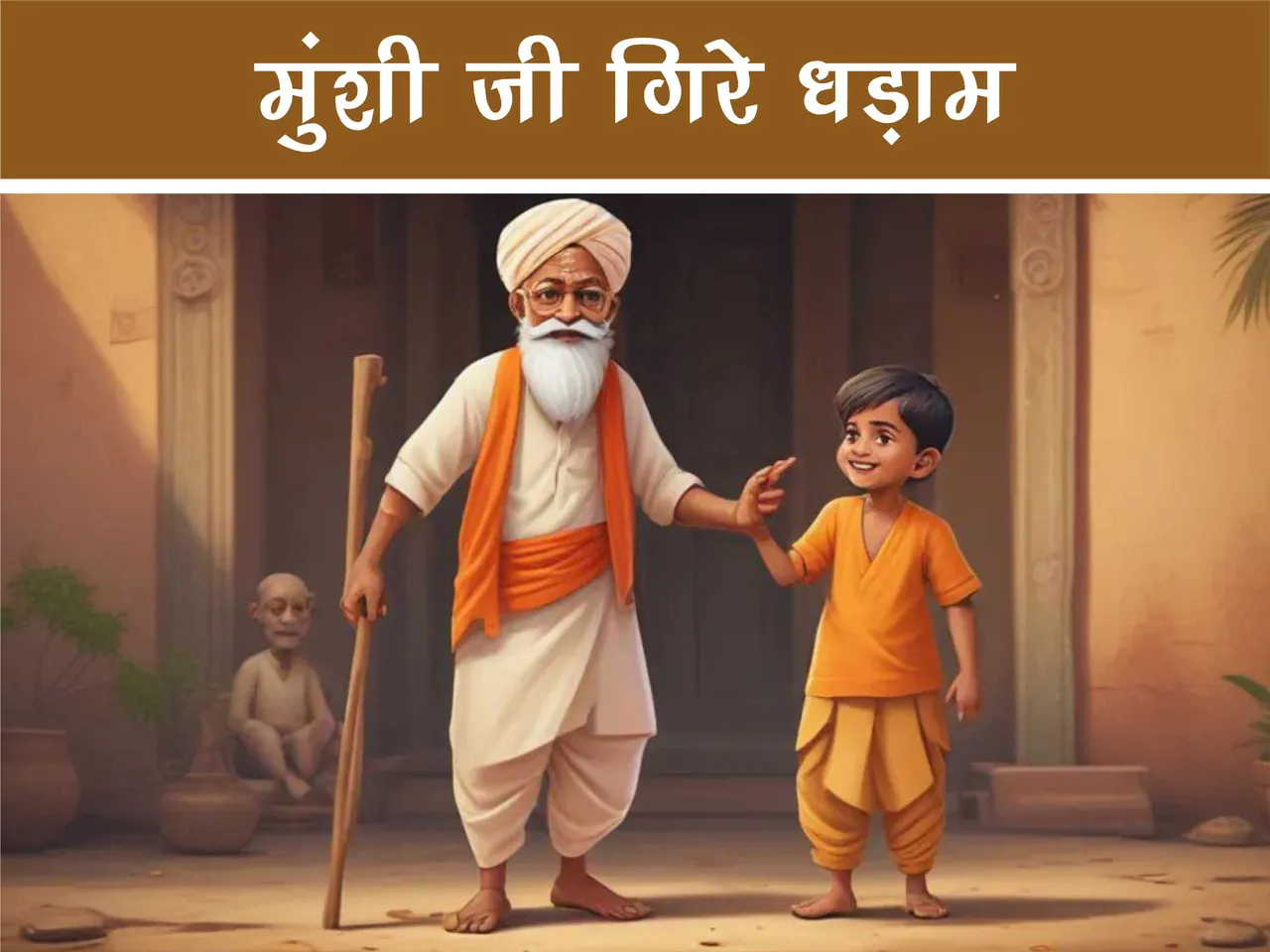 Old man with a kid cartoon image
