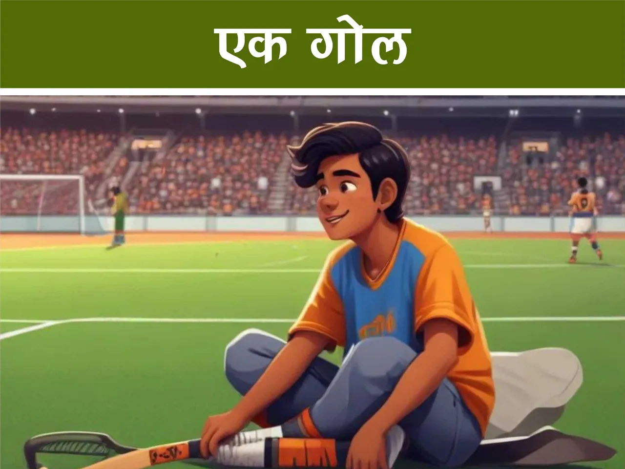 Boy in hockey ground cartoon image