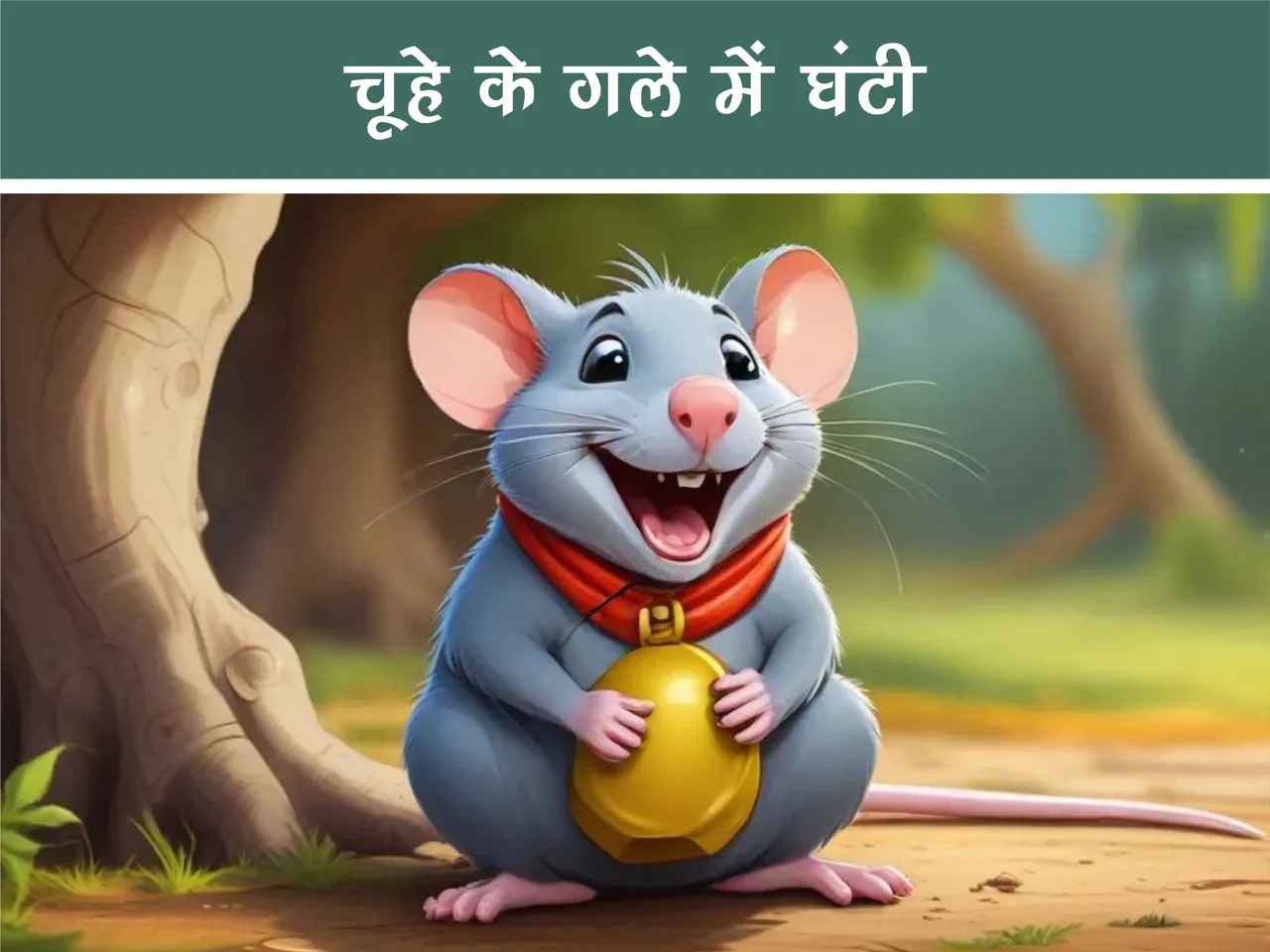Mouse with a bell on his neck