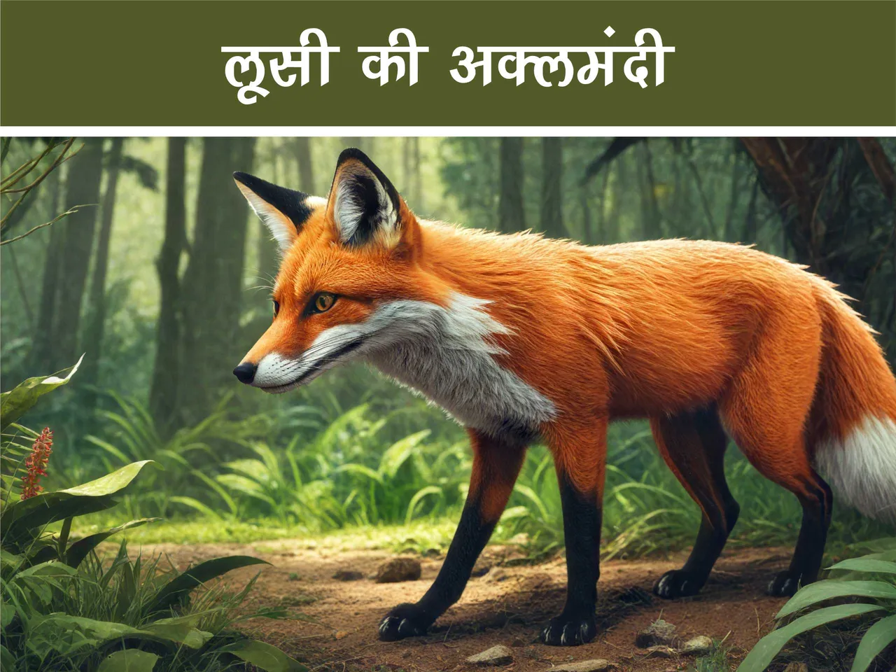 Cartoon image of a fox in jungle