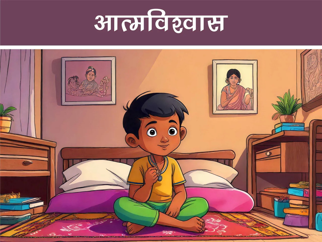 Cartoon image of an indian kid