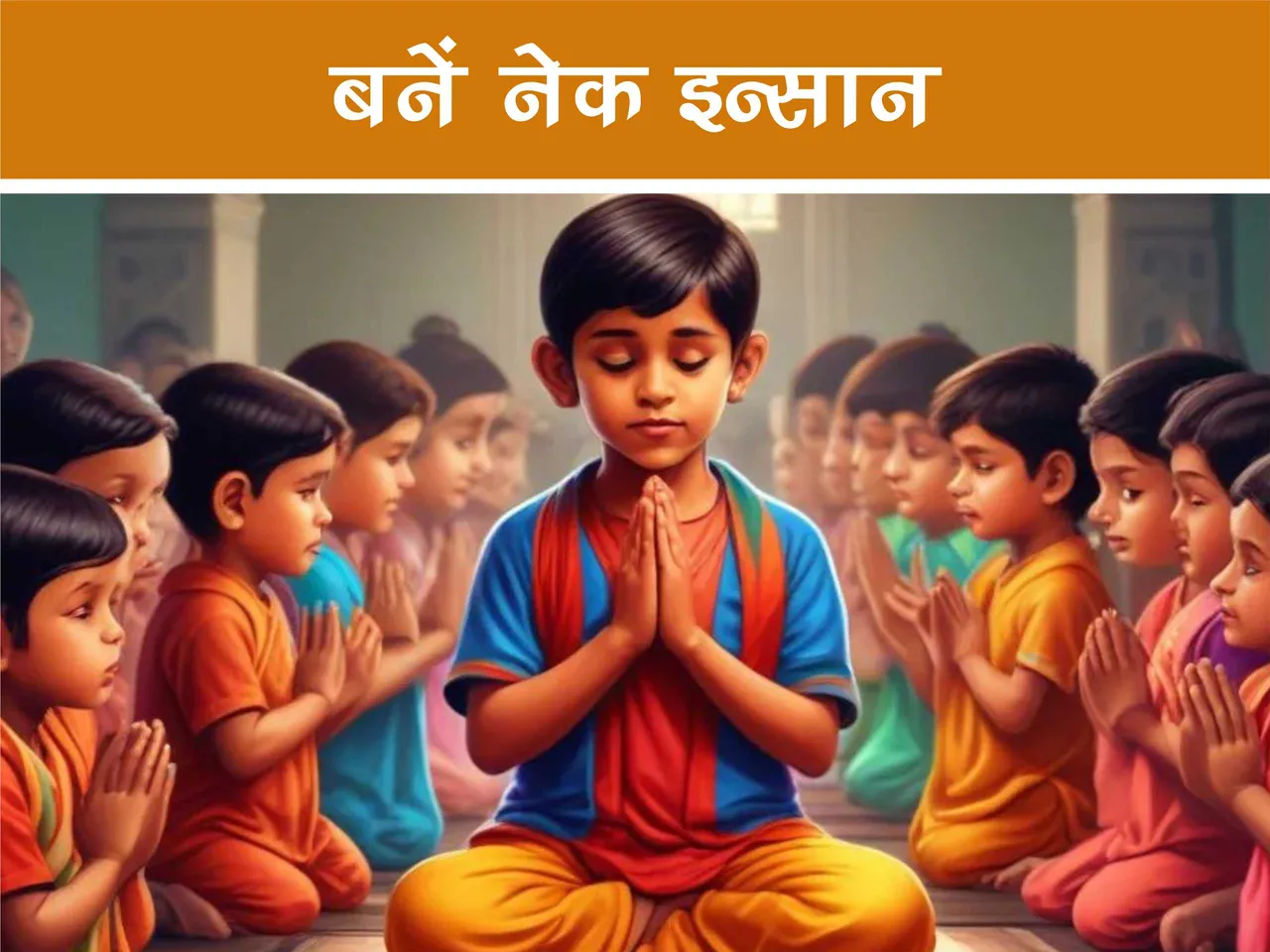 kids praying cartoon image