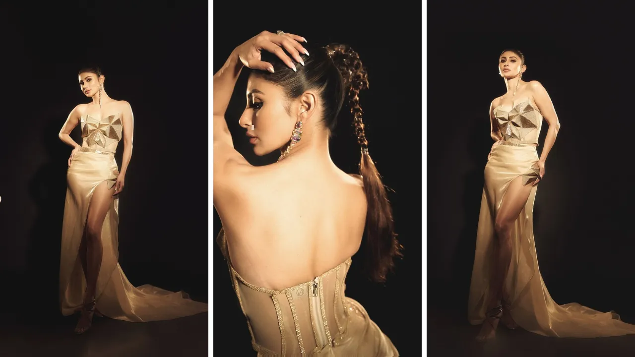 Mouni Roy's glamorous look in golden outfit