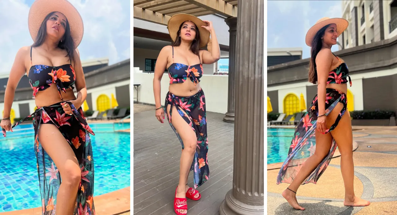 Actress Monalisa seen in flower bikini, created a stir on the internet