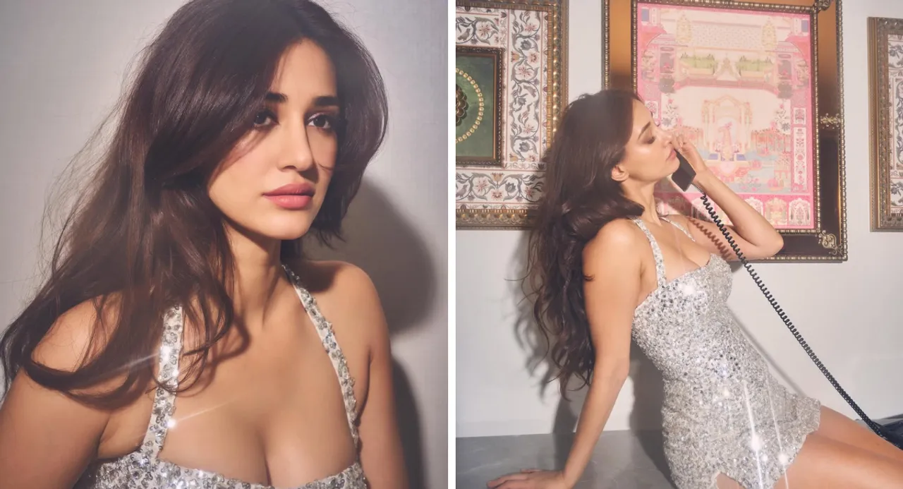 Disha Patani was seen in a silver sequin mini dress, photoshoot with retro phone increased the glamour level