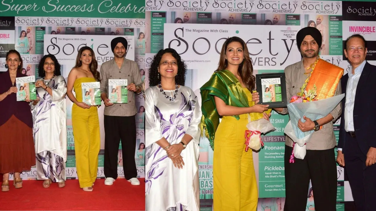 Cricketer Harbhajan Singh and Geeta Basra with Sr Journalist Chaitanya Padukone