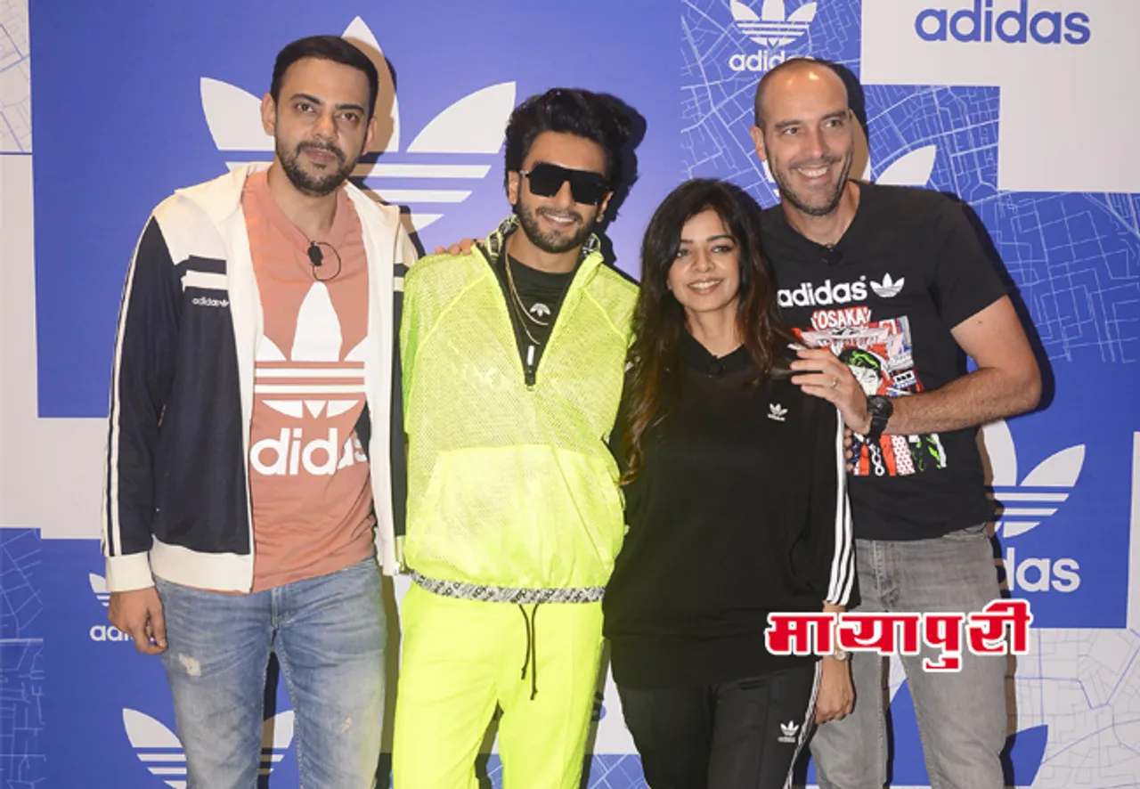 एडिडास के 'फैशन डेस्टीनेशन डोर’ स्टोर का उद्घाटन करने पहुंचे रणवीर सिंह