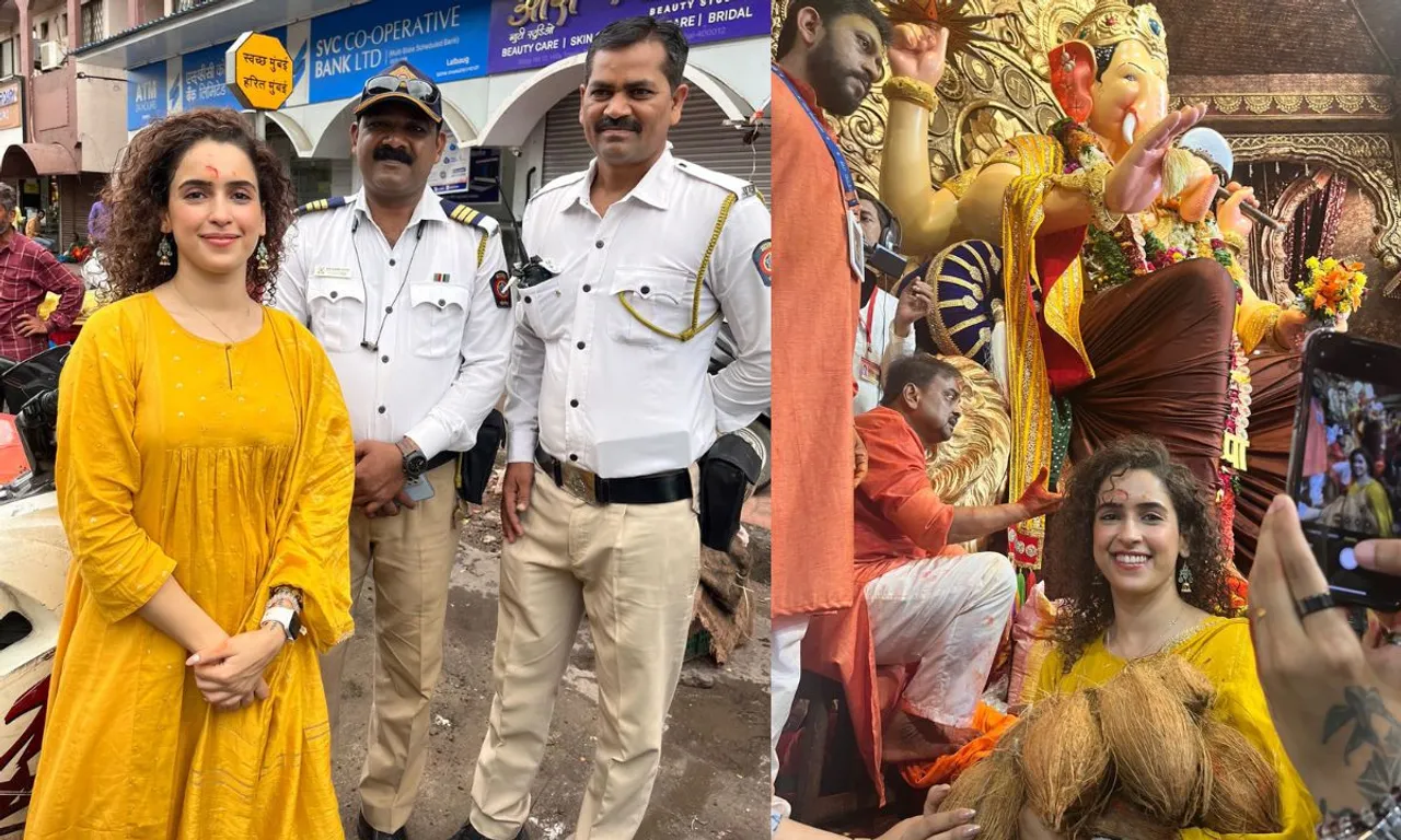 Sanya Malhotra Lalbaugcha Raja के उत्सव में हुईं शामिल 
