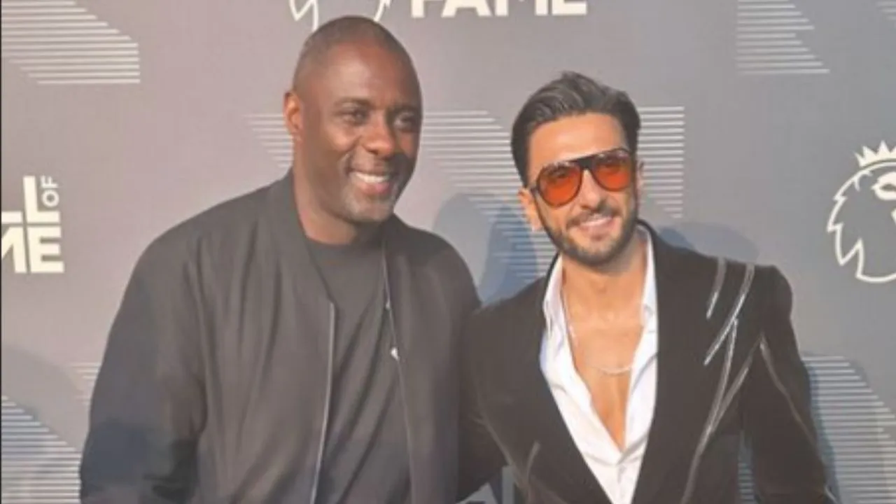 Ranveer Singh meets 'fellow goner' Idris Elba at a Premier League event in London