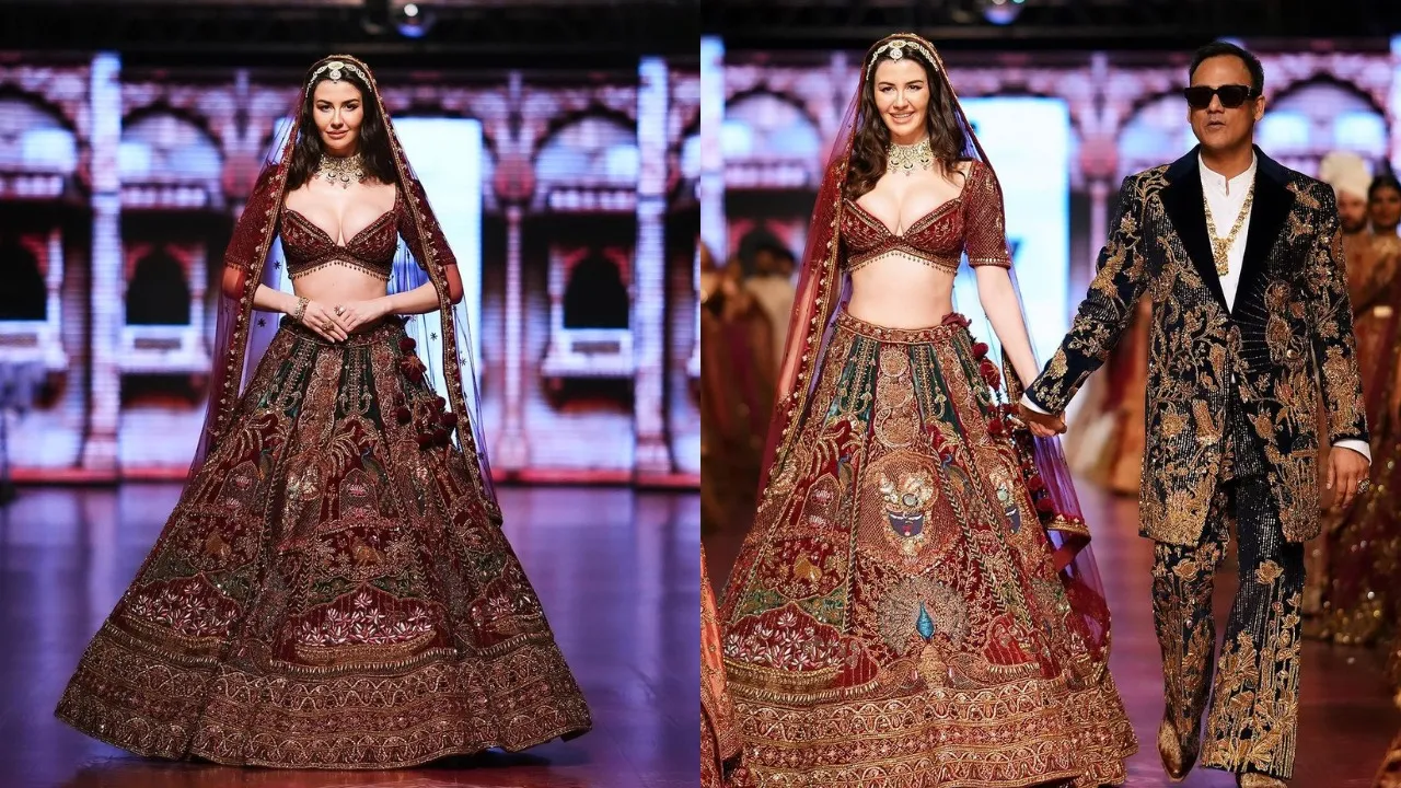 Giorgia Andriani ब्राइडल लुक में लगी बेहद खूबसूरत, मशहूर डिजाइनर Lalit Dalmia के लिए किया रैंप वॉक
