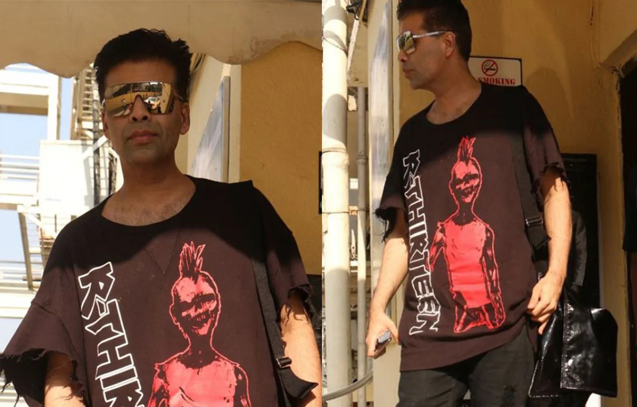 फिल्म '2.0' देखने पहुंचे करण जौहर, कूल लुक में सिनेमाघर के बाहर हुए स्पॉट