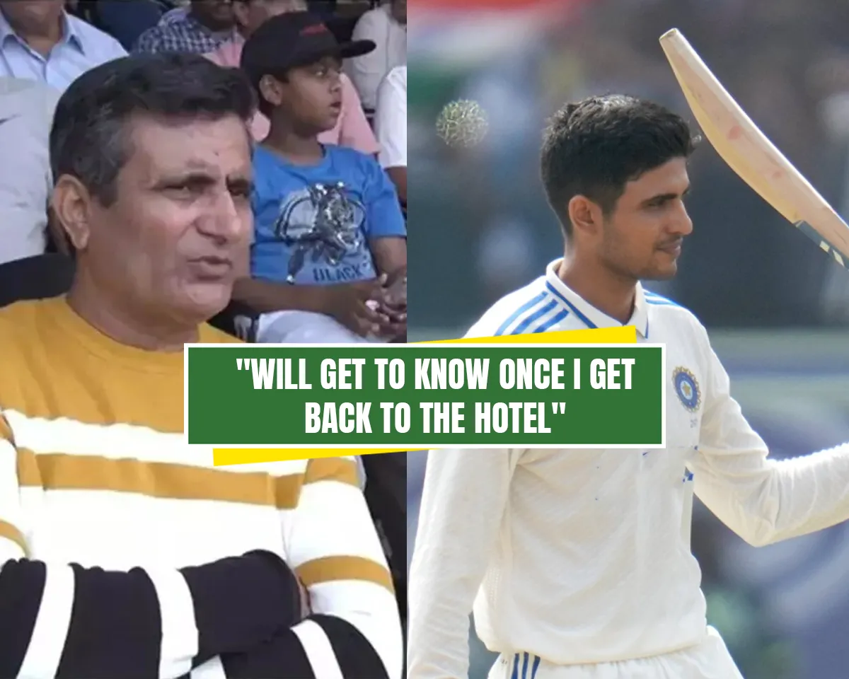 Shubman Gill's father watching from stands his son scoring his third Test century (Source: X)