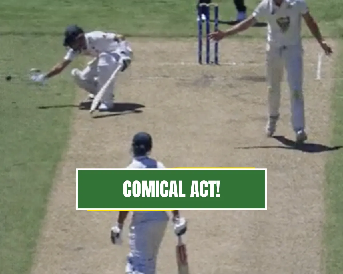 Babar Azam tries to stop the ball