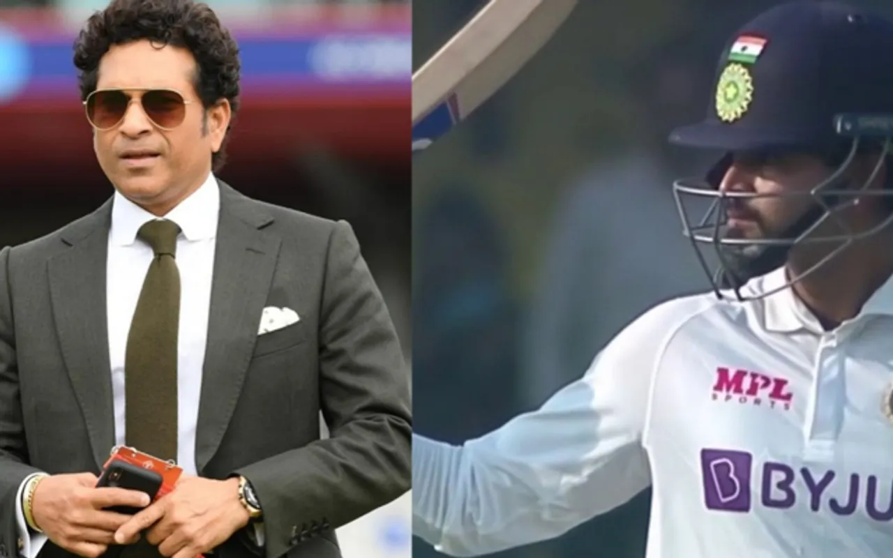 Sachin Tendulkar and Shreyas Iyer (Source - Twitter)