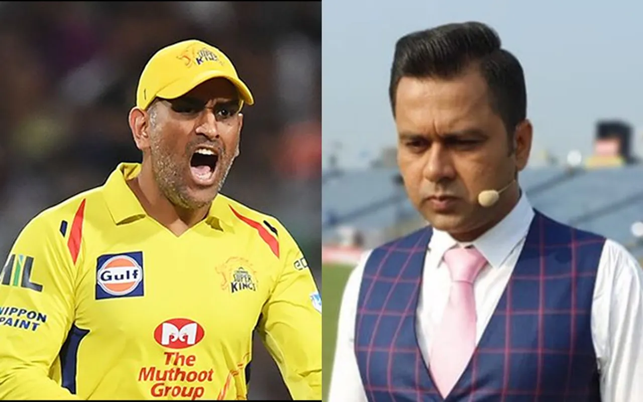 MS Dhoni and Aakash Chopra (Source - Twitter)