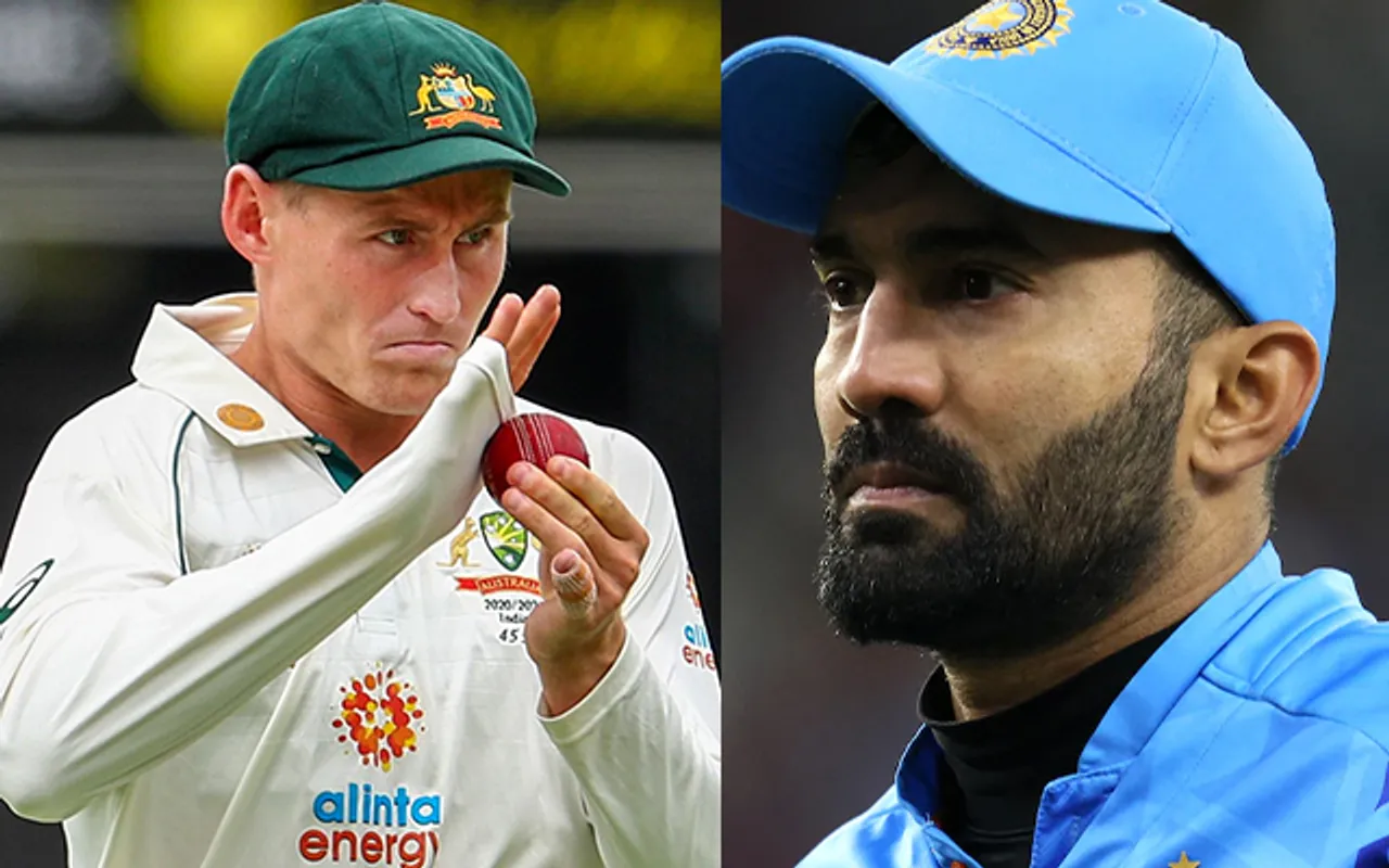 Marnus Labuschagne and Dinesh Karthik (Source - Twitter)