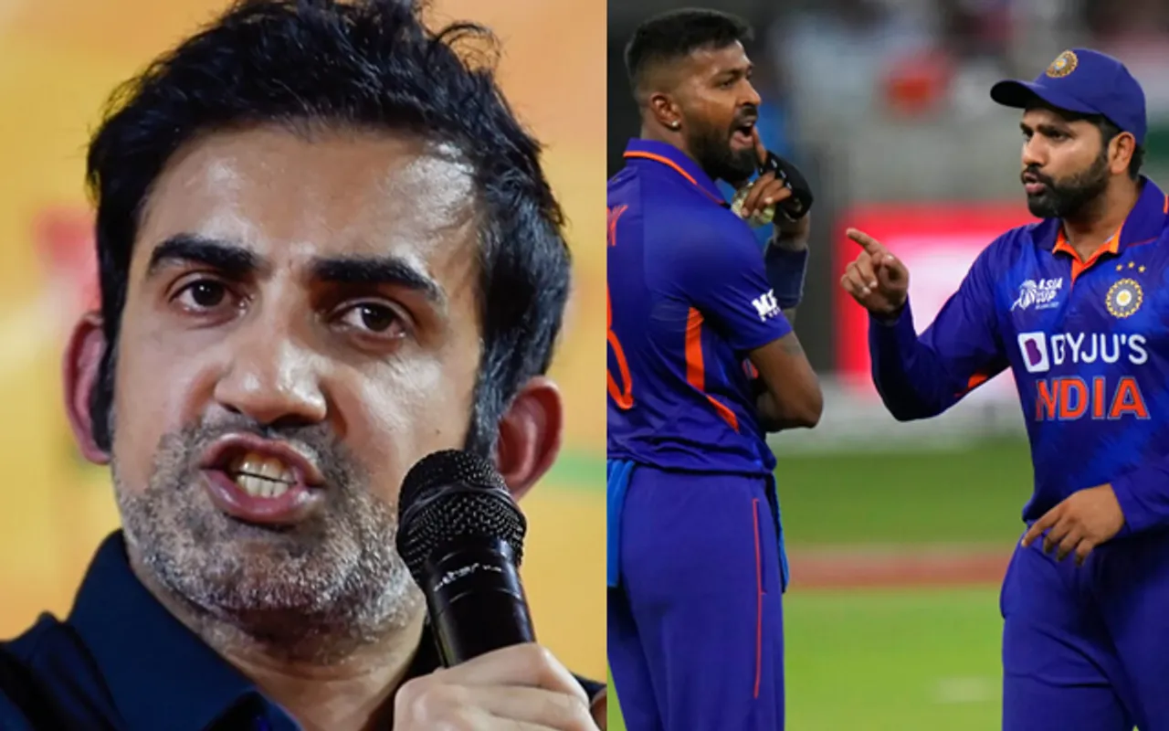 Gautam Gambhir, Hardik Pandya and Rohit Sharma (Source - Twitter)