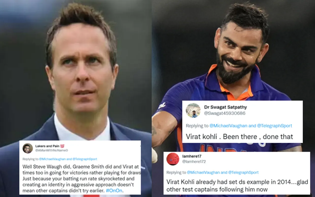 Michael Vaughan and Virat Kohli (Source - Twitter)