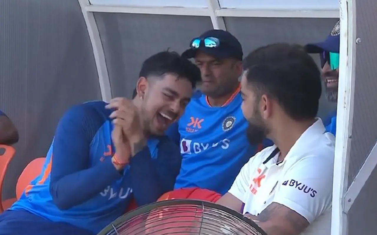 Virat Kohli and Ishan Kishan having fun (Source - Twitter)
