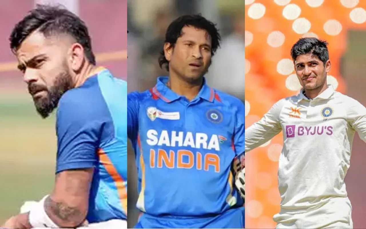 Virat Kohli, Sachin Tendulkar and Shubman Gill (Source - Twitter)