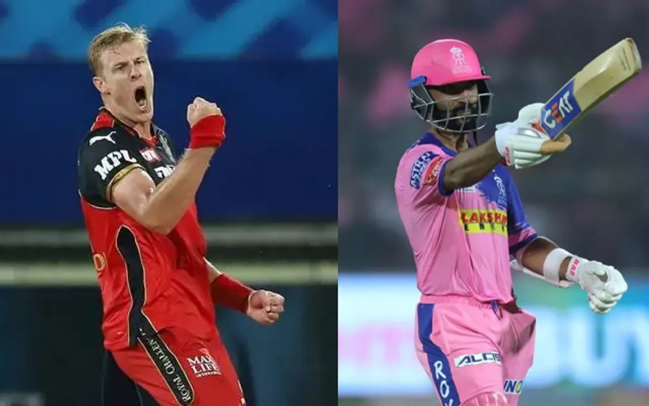 Kyle Jamieson and Ajinkya Rahane (Source - Twitter) (1)