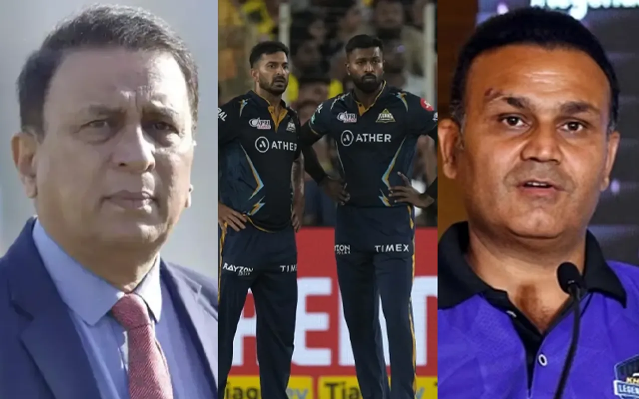 Sunil Gavaskar, Mohit Sharma, Hardik Pandya and Virender Sehwag (Source - Twitter)