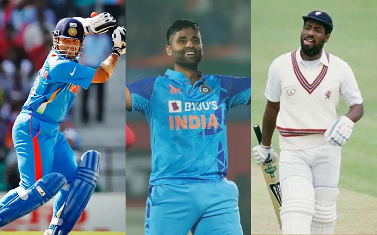 Sachin Tendulkar, Suryakumar Yadav and Vivian Richards (Source - Twitter)
