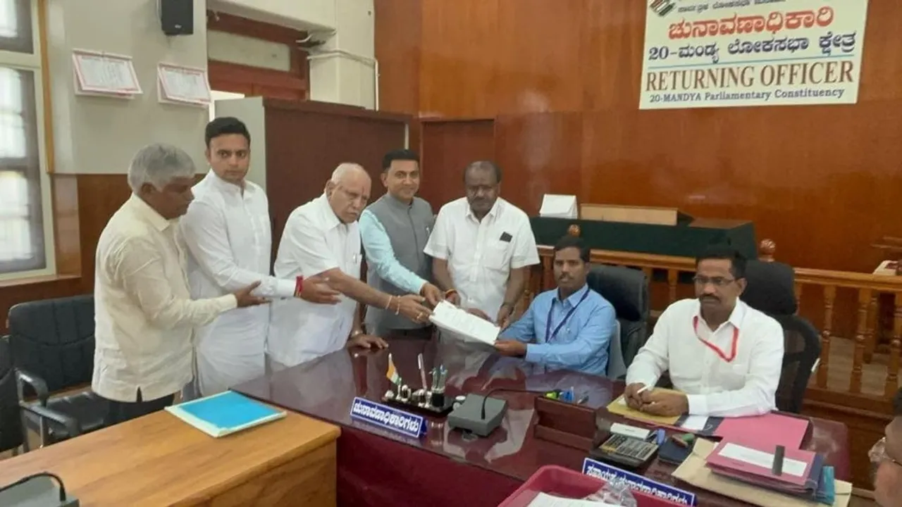 H D Kumaraswamy files nomination