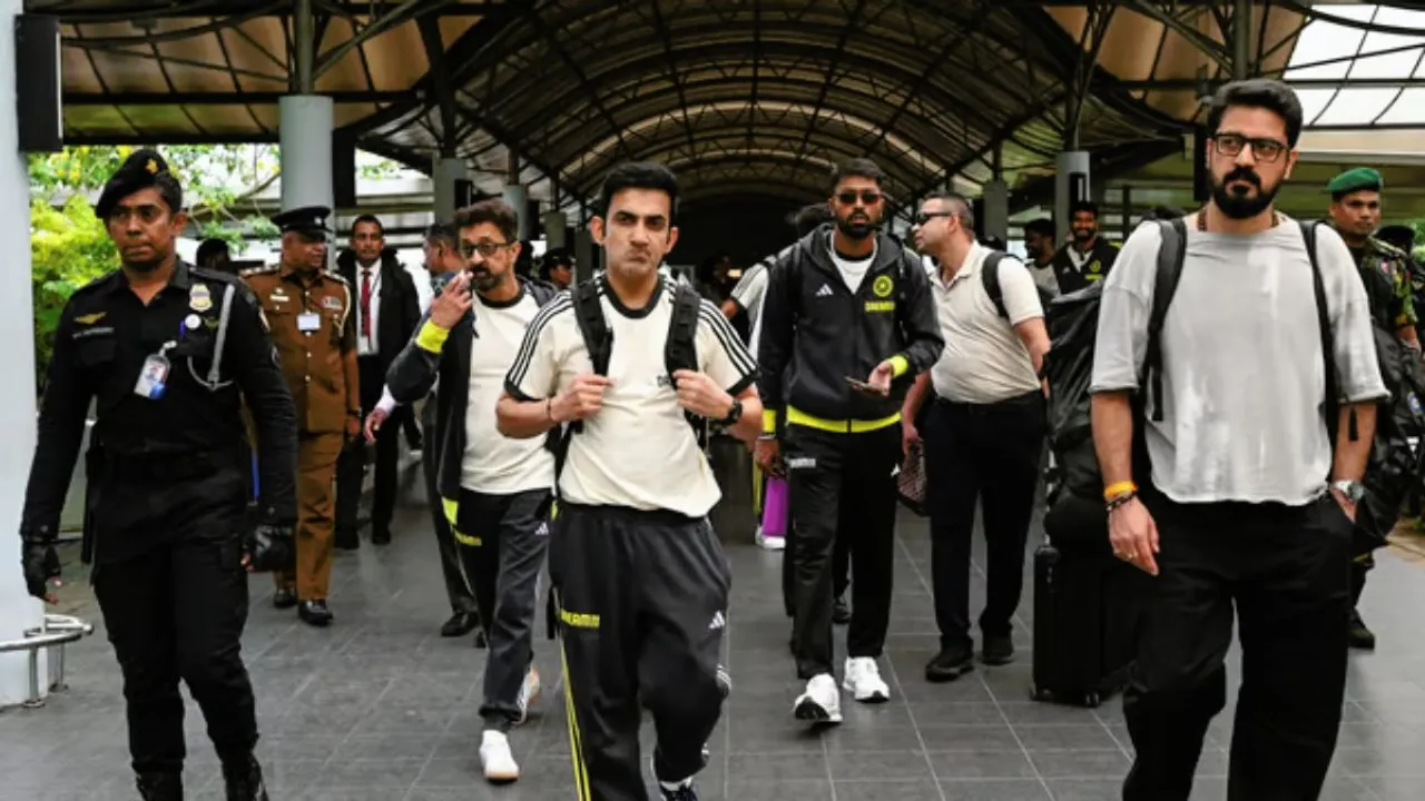 India's new head coach Gautam Gambhir with Hardik Pandya arrived in Sri Lanka on Monday evening
