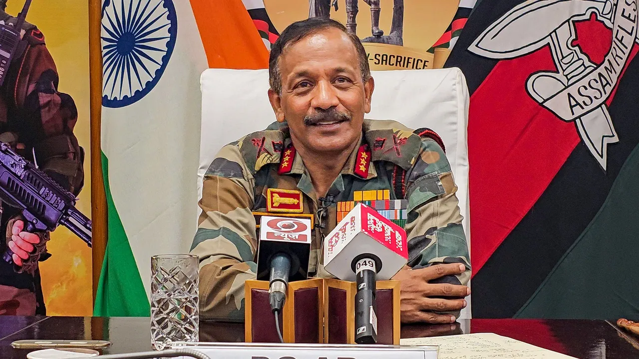Assam Rifles DG Lt. Gen. Pradeep Chandran Nair during an interview with PTI