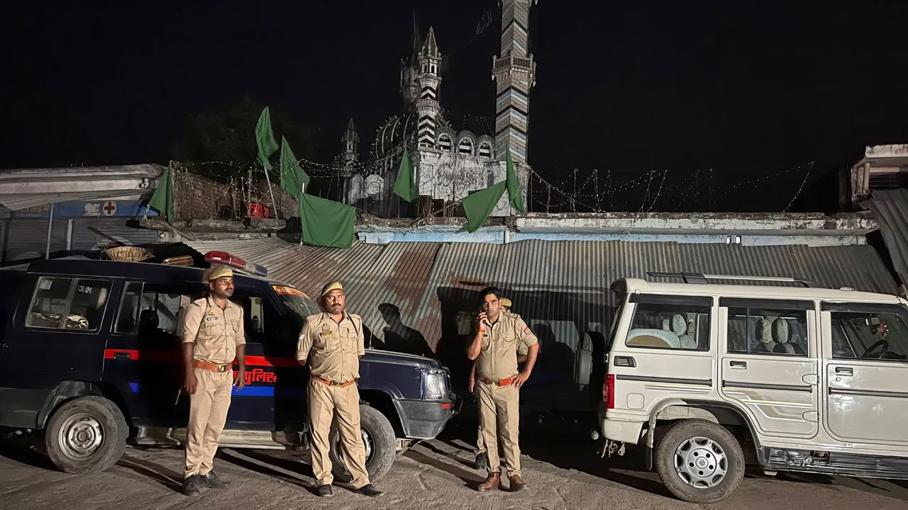 Security personnel deployed to maintain law & order in a violence-affected area, in Bahraich district, Uttar Pradesh, Tuesday, Oct. 15, 2024.
