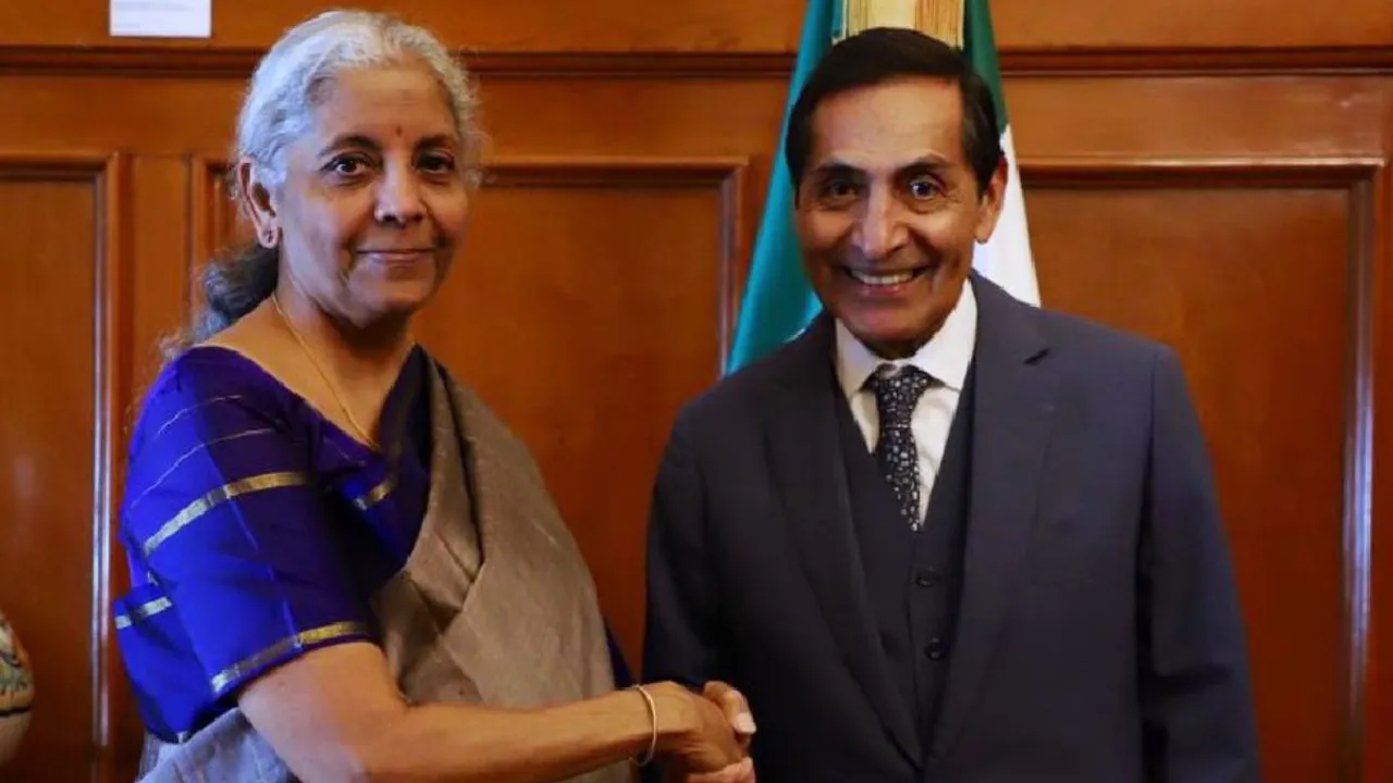 Union finance minister Nirmala Sitharaman with Dr. Rogelio Ramirez de la O, Secretary of Finance and Public Credit of Mexico, in Mexico City, October 19, 2024