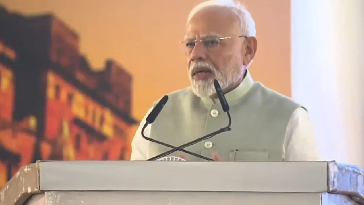 Prime Minister Narendra Modi addressing the inauguration ceremony of the RJ Sankara Eye Hospital in his Varanasi Lok Sabha constituency