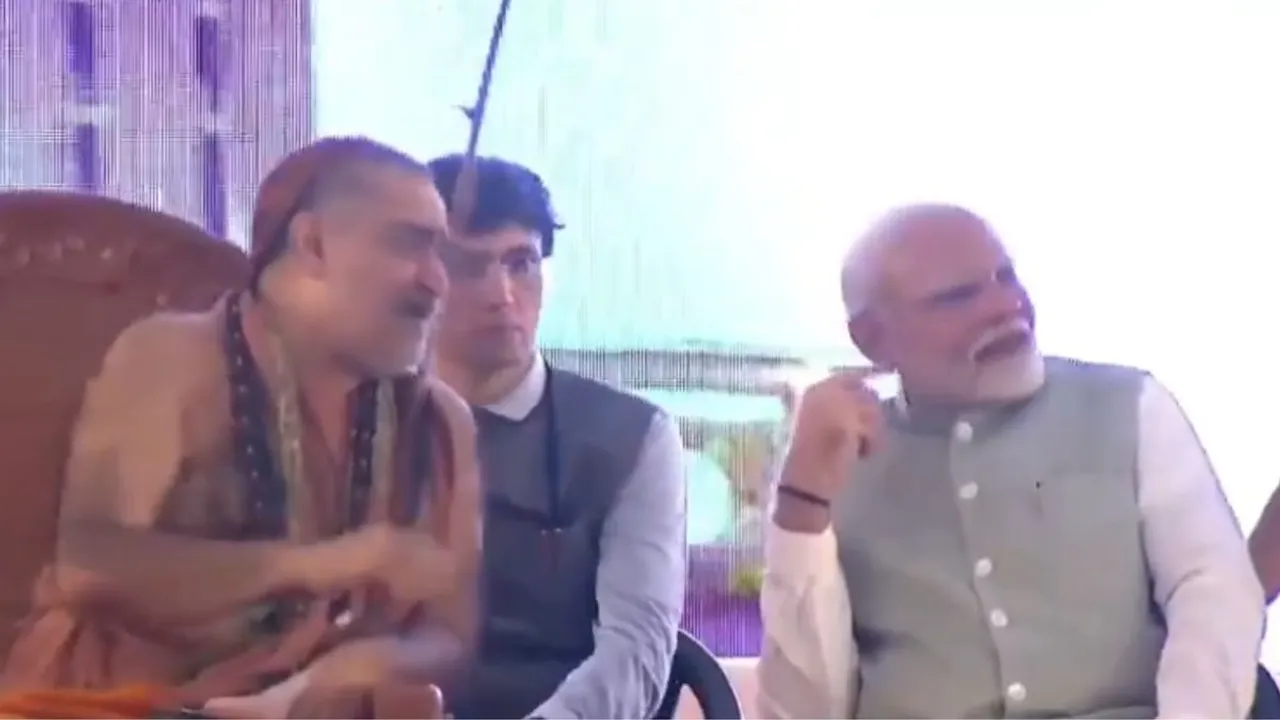 Shankaracharya and Prime Minister Narendra Modi at  function after the inauguration of RJ Sankara Eye Hospital in Varanasi