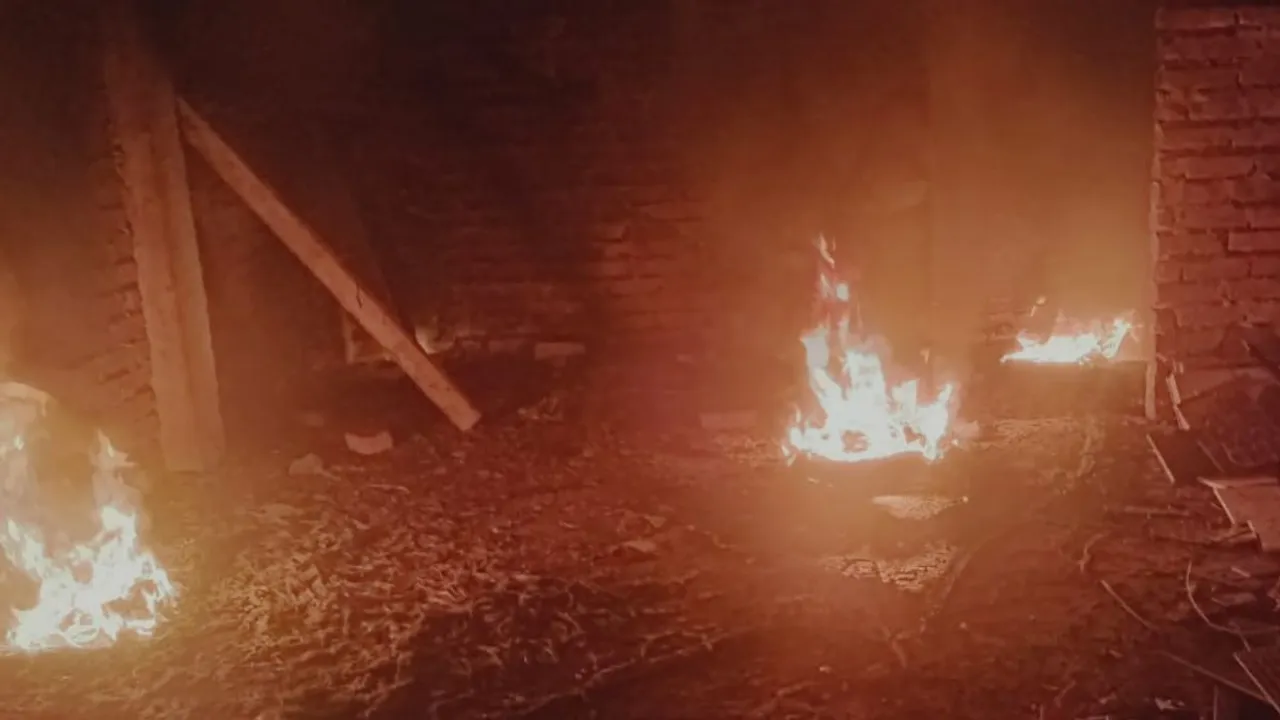 Two empty farmhouses were set ablaze in Manipur's restive Jiribam district, police said on Sunday