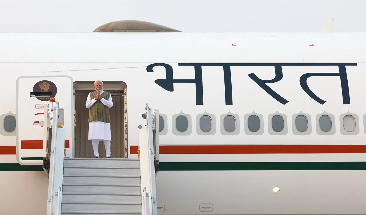 Prime Minister Narendra Modi emplanes for Kazan, Russia, on Tuesday, October 21, 2024. He will attend the BRICS Summit and meet several world leaders.