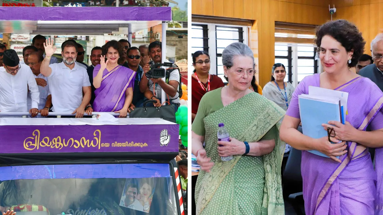 Congress leader and candidate for the upcoming Wayanad Lok Sabha bypoll Priyanka Gandhi Vadra files her nomination, in Wayanad, Kerala, Wednesday, Oct. 23, 2024.