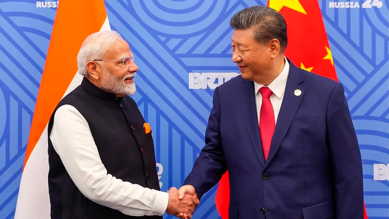 Prime Minister Narendra Modi meets Chinese President Xi Jinping on the sidelines of the 16th BRICS Summit, in Kazan, Russia.