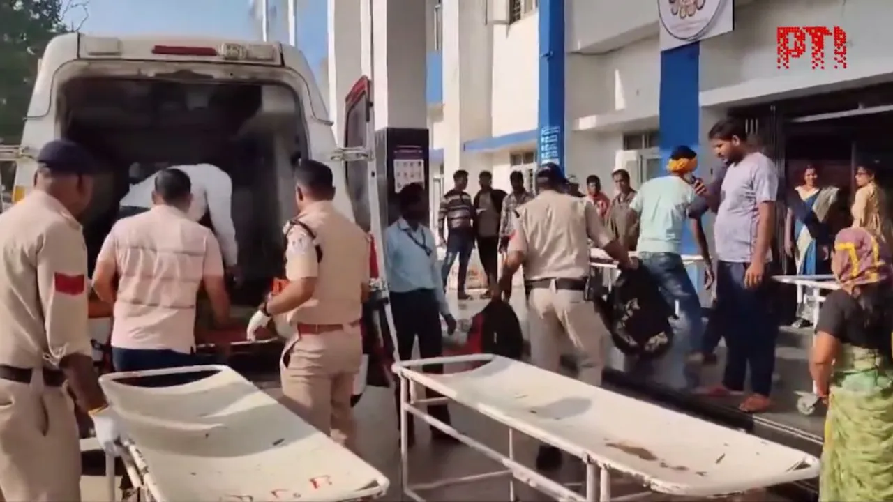 Victims of the accident are being taken to the hospital in Madhya Pradesh' Betul on Sunday