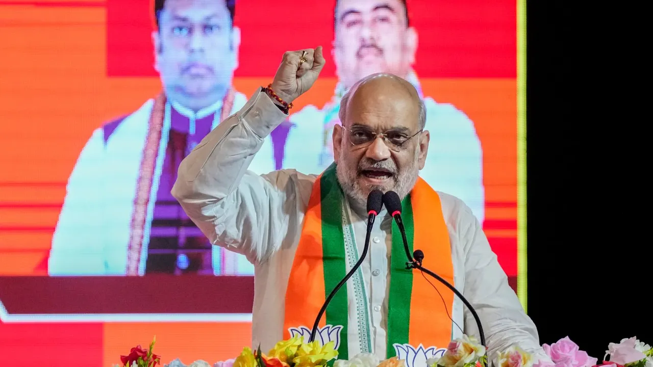 Union Home Minister Amit Shah addresses at the BJP's membership drive, in Kolkata, Sunday, Oct. 27, 2024.