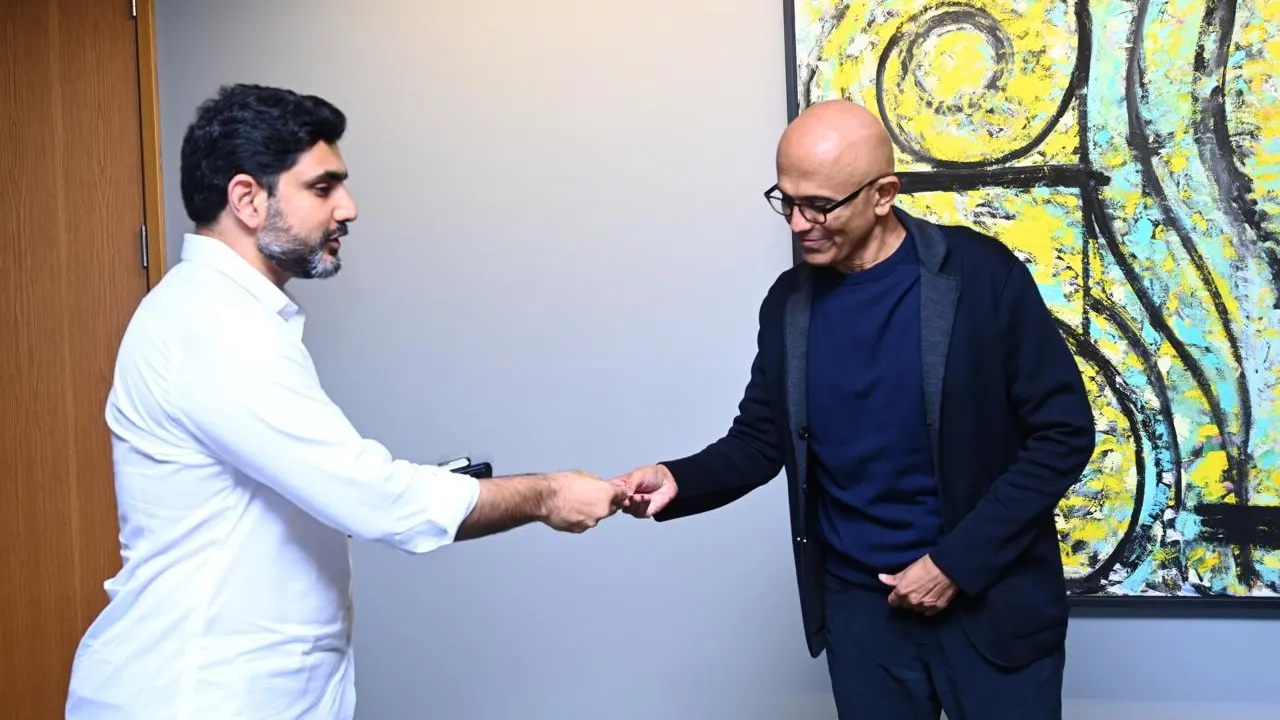 Nara Lokesh meets Satya Nadella
