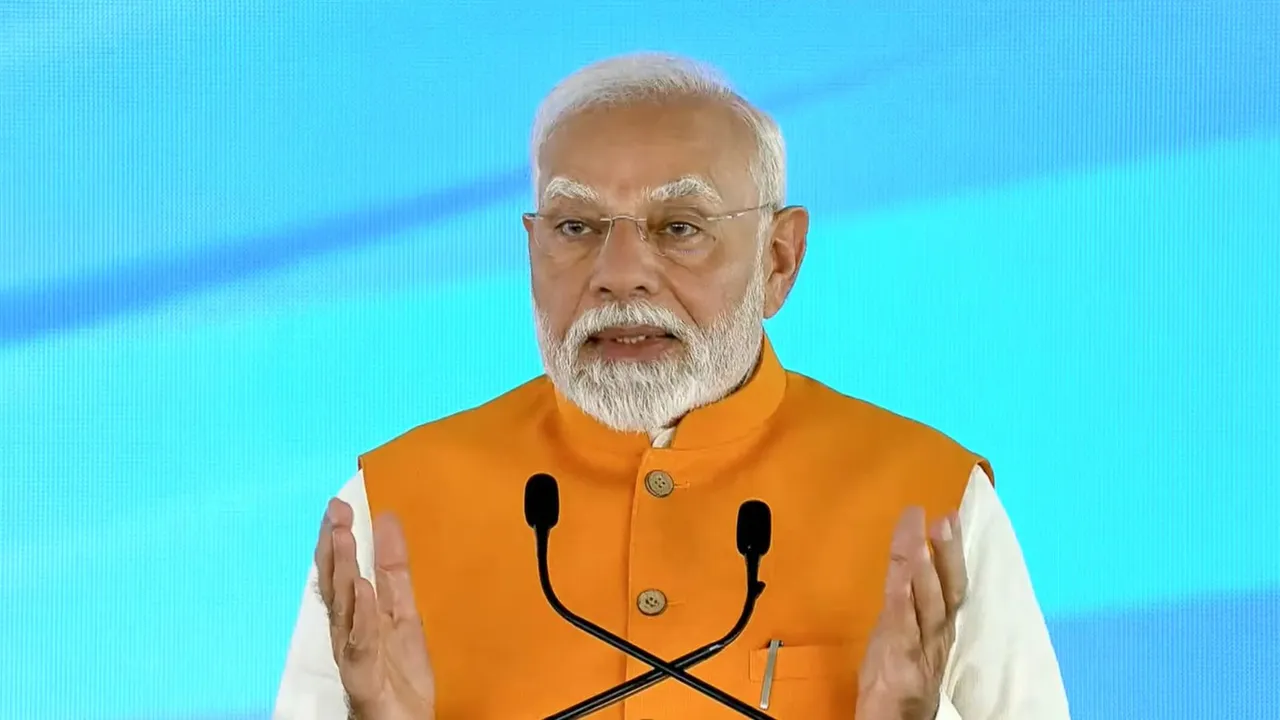 Prime Minister Narendra Modi speaks at the launch, inauguration and foundation stone laying of multiple projects, at All India Institute of Ayurveda (AIIA) in New Delhi, Tuesday, Oct. 29, 2024.