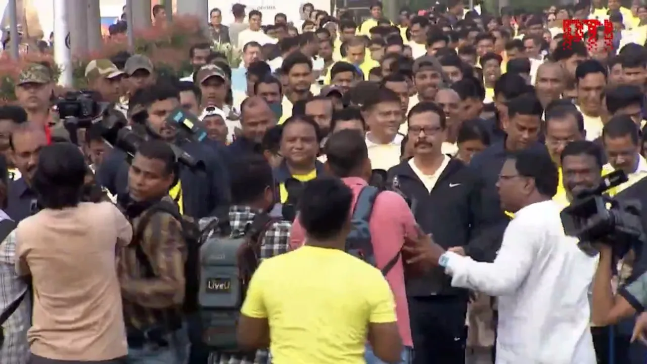 Odisha CM Mohan Charan Majhi participates in 'Run for Unity' in Bhubaneswar.