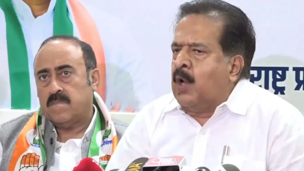 Congress's Maharashtra in-charge Ramesh Chennithala speaking to reporters
