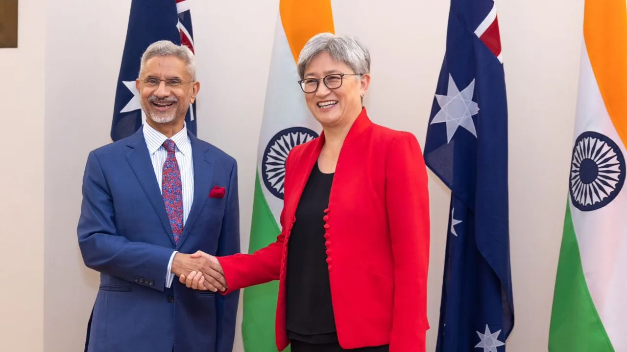 External Affairs Minister S Jaishankar with Australian Foreign Minister Penny Wong during the 15th India - Australia Foreign Ministers' Framework Dialogue, in Canberra, Australia