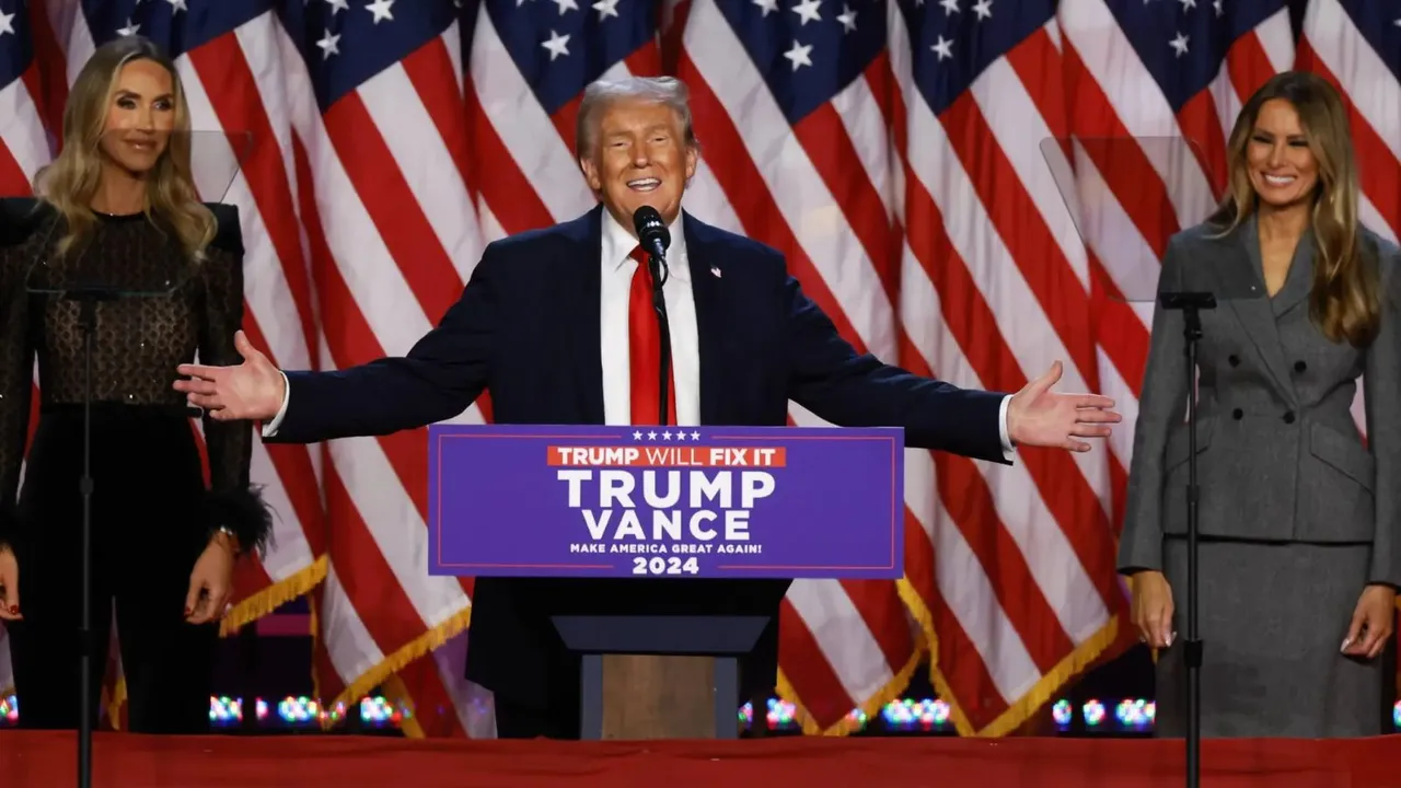 Republican presidential nominee former President Donald Trump is pictured at an election night watch party, Wednesday, Nov. 6, 2024, in West Palm Beach, Fla. (AP Photo)
