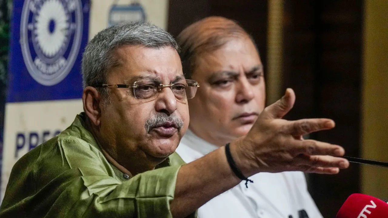Opposition members of the Joint Parliamentary Committee on the Waqf (Amendment) Bill and TMC leaders Kalyan Banerjee and Mohammed Nadibul Haque during a press conference, in Kolkata, Thursday, Nov 7, 2024.