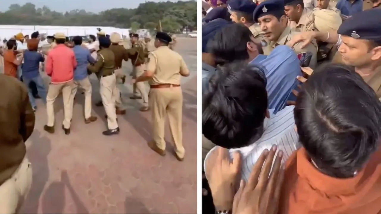 Chandigarh police lathi chage on University students